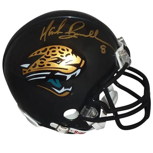 Mark Brunell signed Jacksonville Jaguars mini helmet with gold teal logo