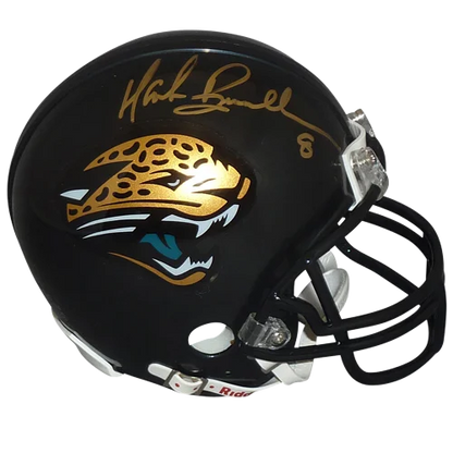 Mark Brunell signed Jacksonville Jaguars mini helmet with gold teal logo