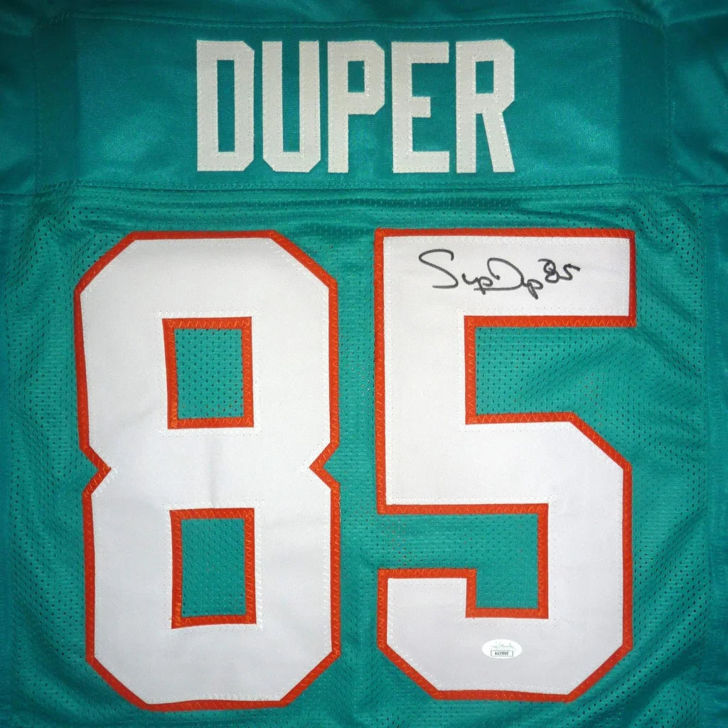 Mark Duper autographed Miami Dolphins teal #85 Duper jersey back