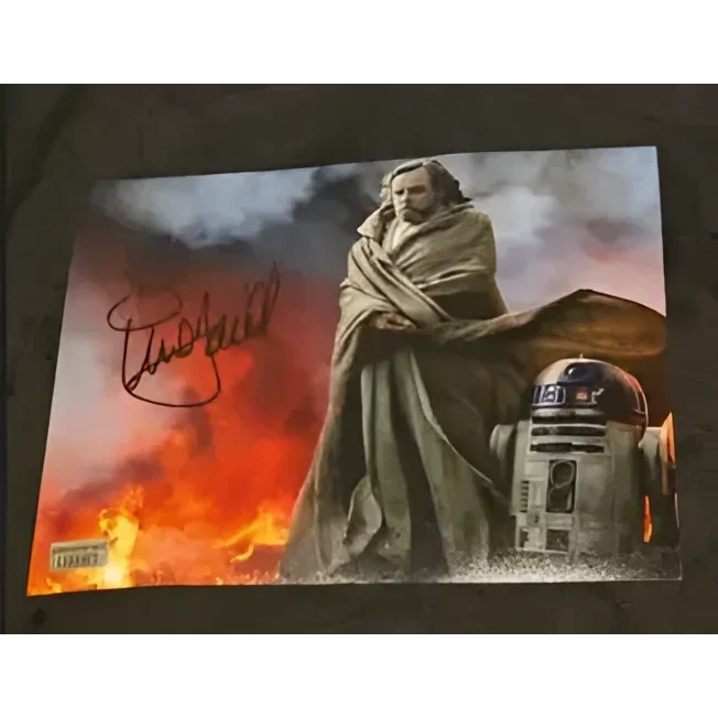 Autographed 8x10 photo of Obi-Wan Kenobi R2-D2 with fiery background, Mark Hamill autographed