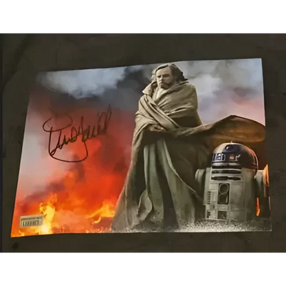 Autographed 8x10 photo of Obi-Wan Kenobi R2-D2 with fiery background, Mark Hamill autographed