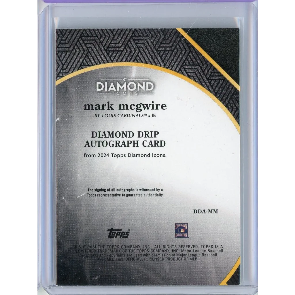 Mark McGwire signed baseball card in PSA graded collectible display