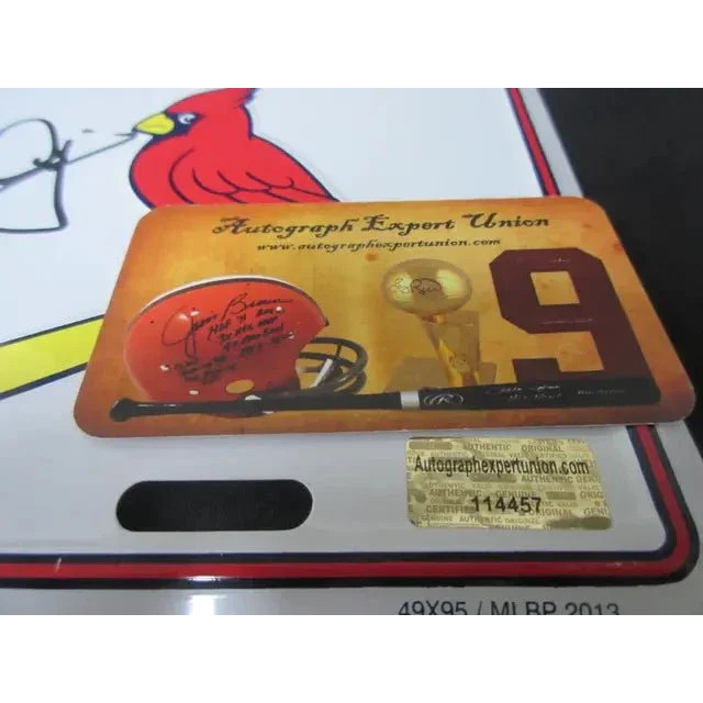 Mark McGwire signed license plate with memorabilia authentication card for collectible fans