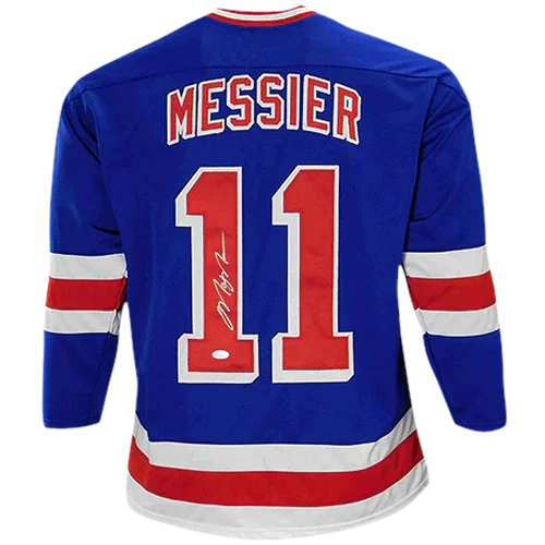 Mark Messier autographed blue custom hockey jersey with number 11