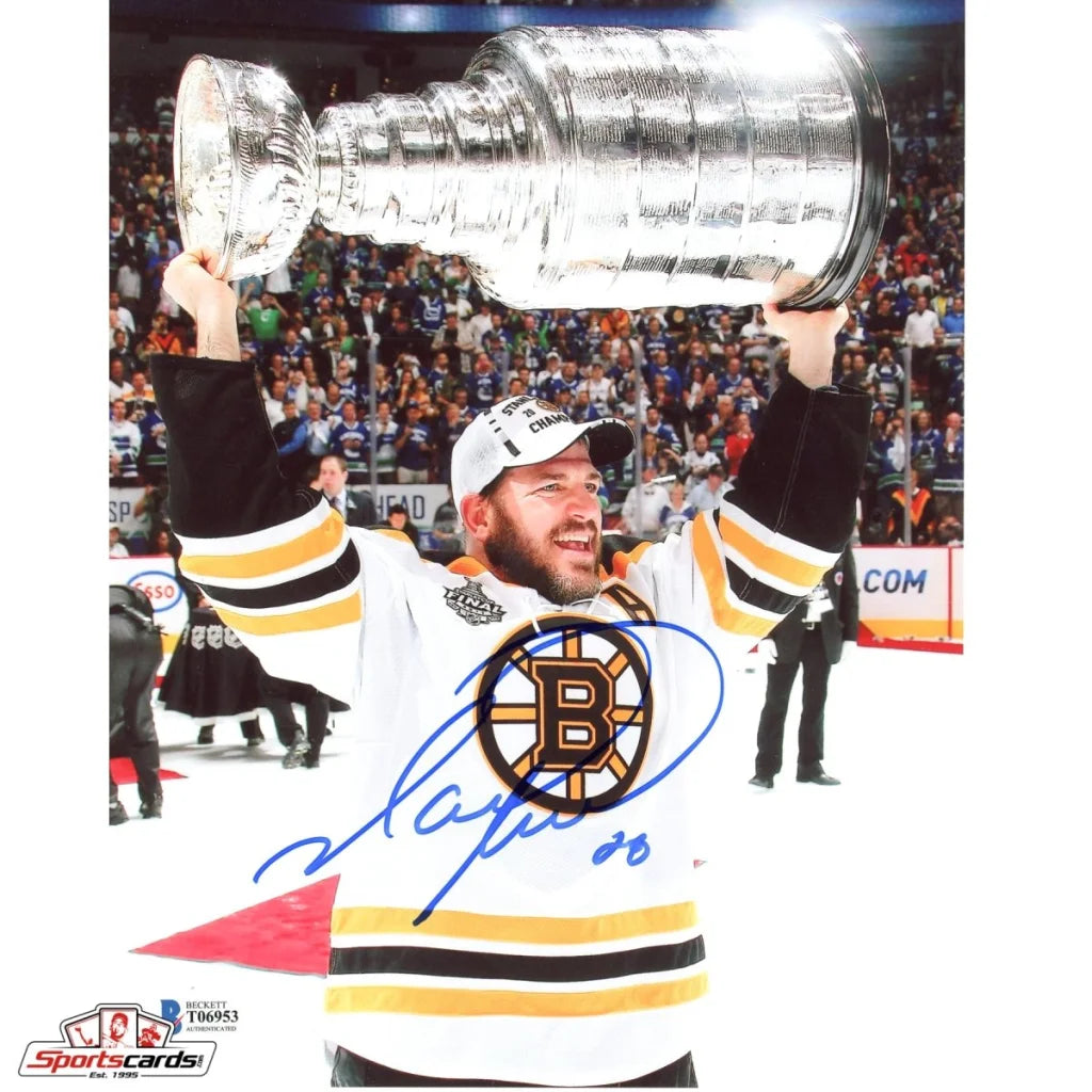 Mark Recchi Boston Bruins signed 8x10 photo with Stanley Cup trophy, Beckett authentication
