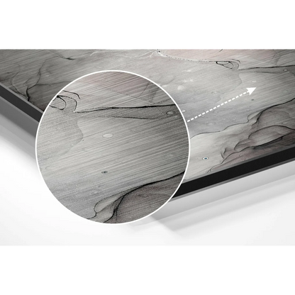 Gray black marbled abstract art on brushed aluminium dibond print