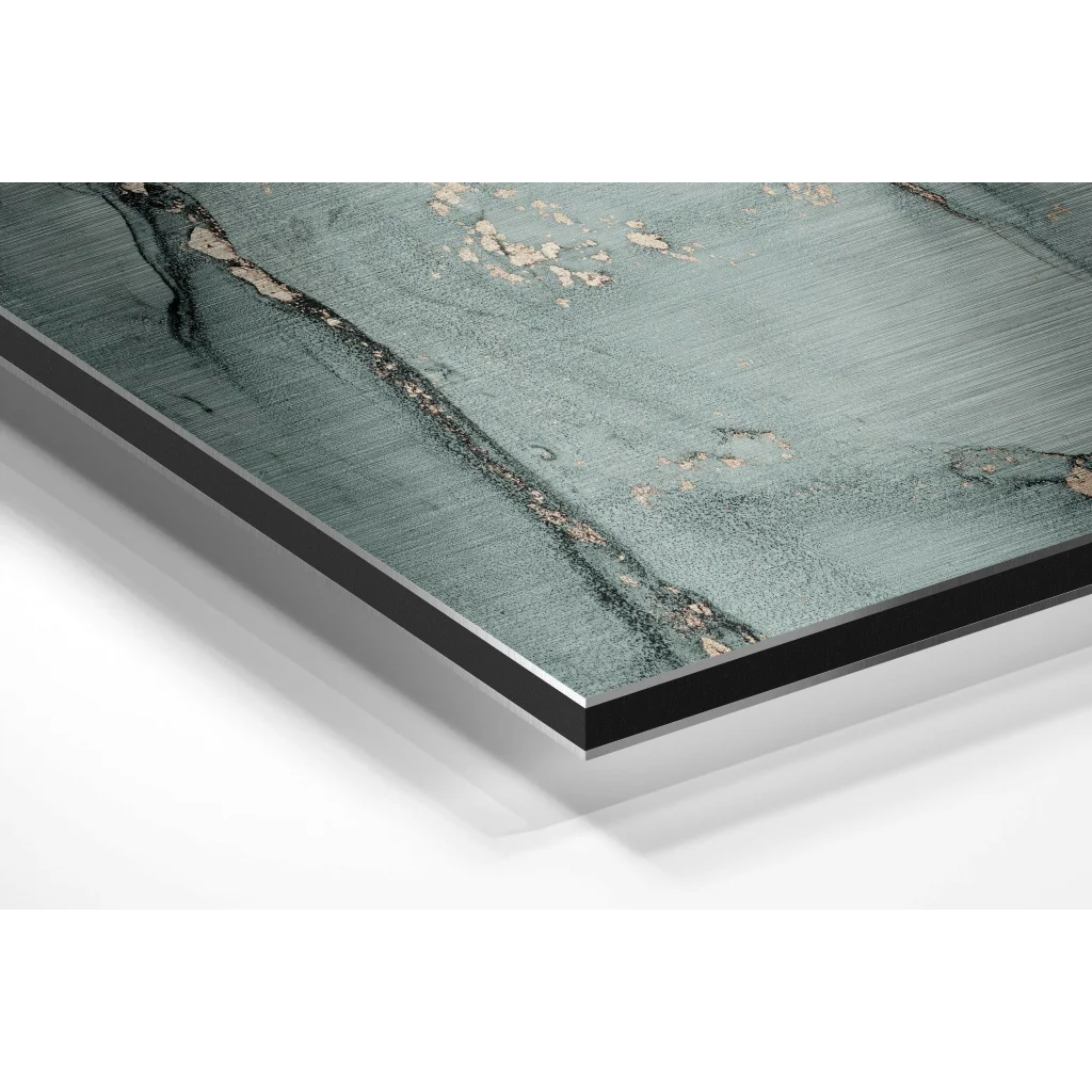 Stunning teal abstract art on brushed aluminium dibond print