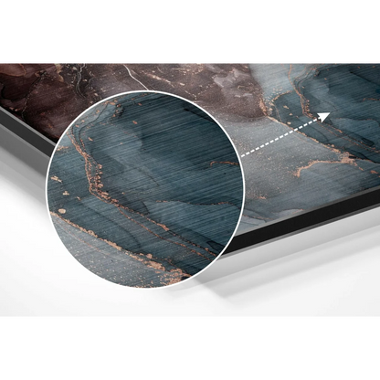 Stunning dark teal marble art on brushed aluminium dibond