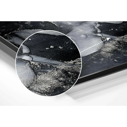 Stunning black white marbled abstract art on brushed aluminium dibond