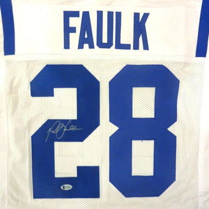 Marshall Faulk autographed Indianapolis Colts white custom jersey #28