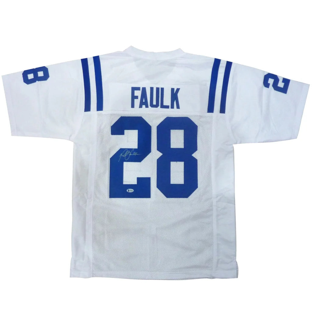 Marshall Faulk autographed Indianapolis Colts white custom jersey #28