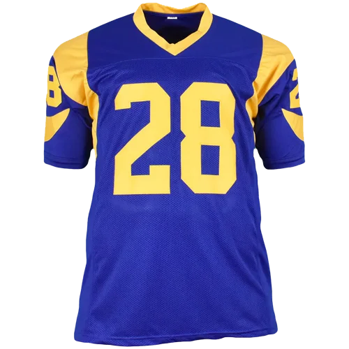 Marshall Faulk autographed St. Louis Rams throwback blue custom jersey #28