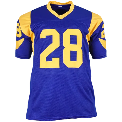 Marshall Faulk autographed St. Louis Rams throwback blue custom jersey #28