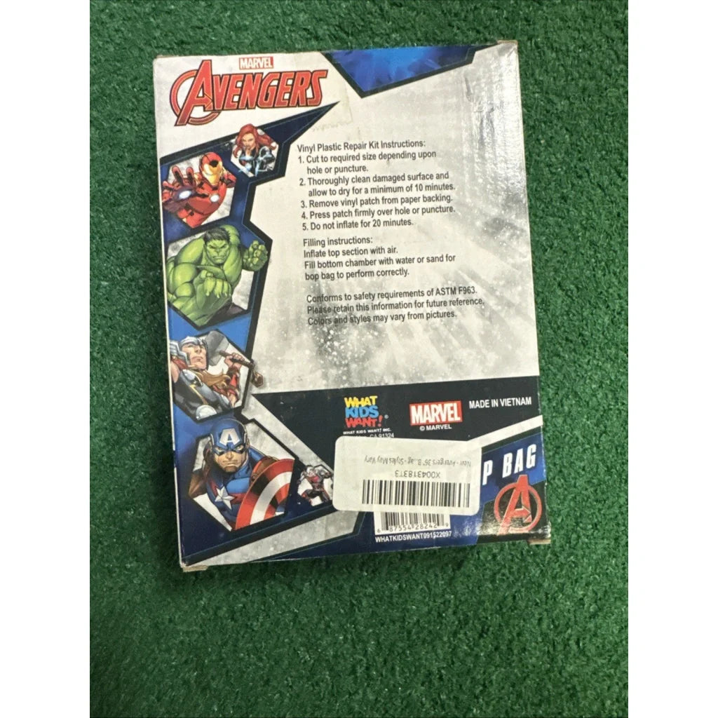 Marvel Avengers 34.5’’ inflatable bop bag vinyl repair kit box