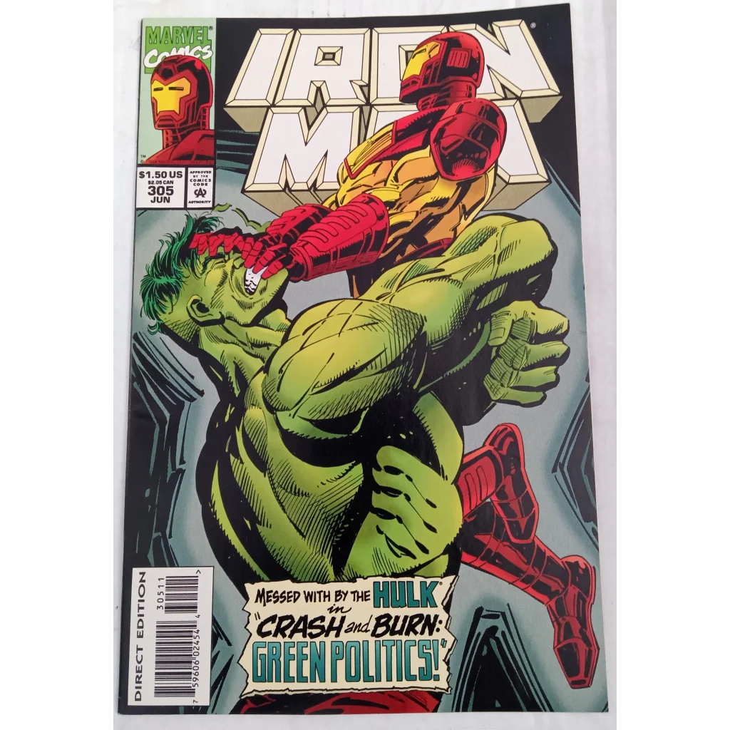 Iron Man vs Hulk epic battle in Marvel Comics Iron Man issue 305