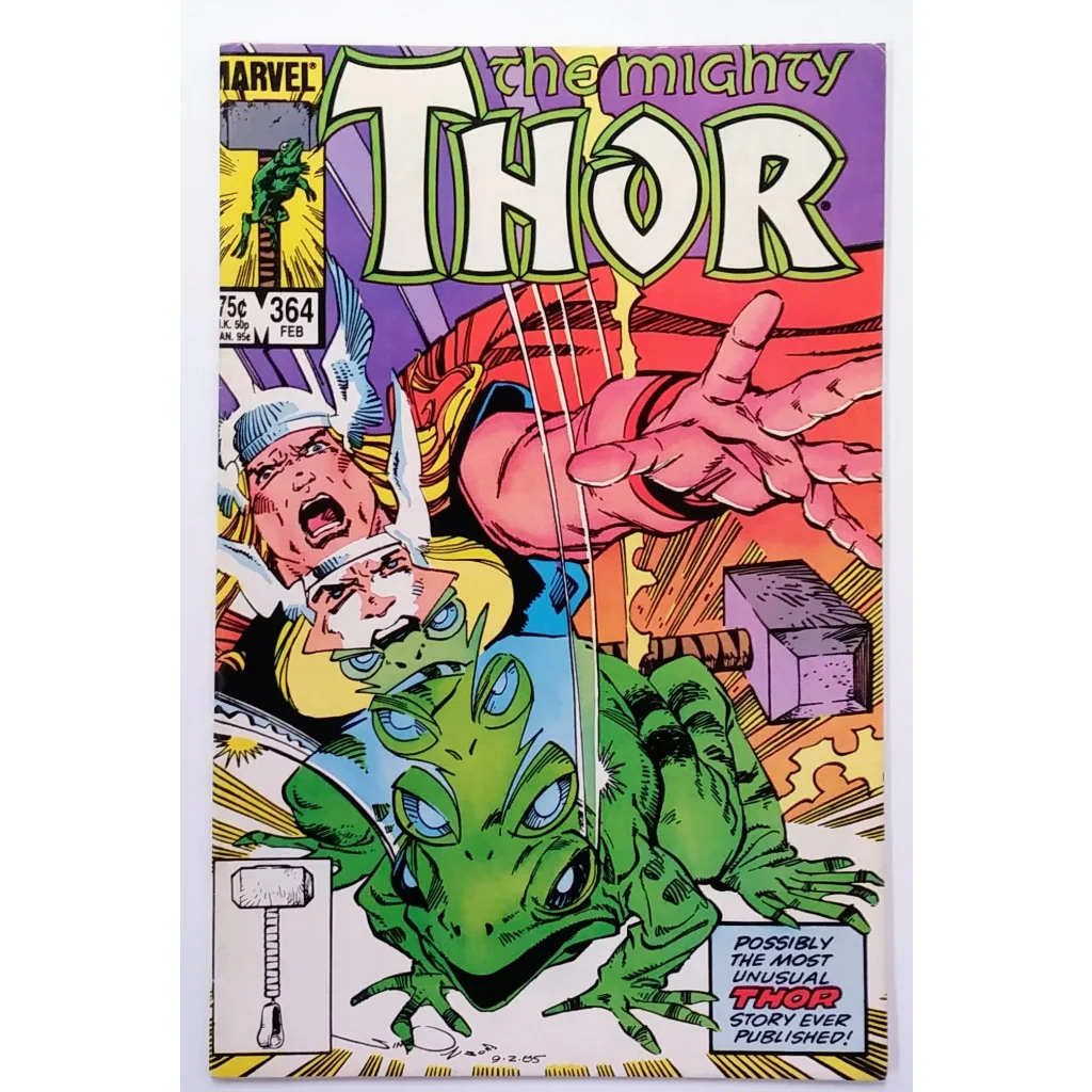 1970s Mighty Thor Marvel Comics cover with green alien and Mjolnir