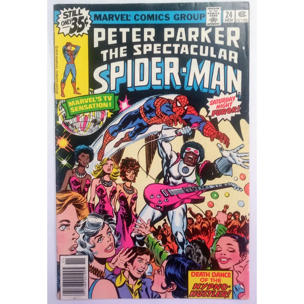 Spectacular Spider-Man #24 cover with Peter Parker and Hypno-Hustler