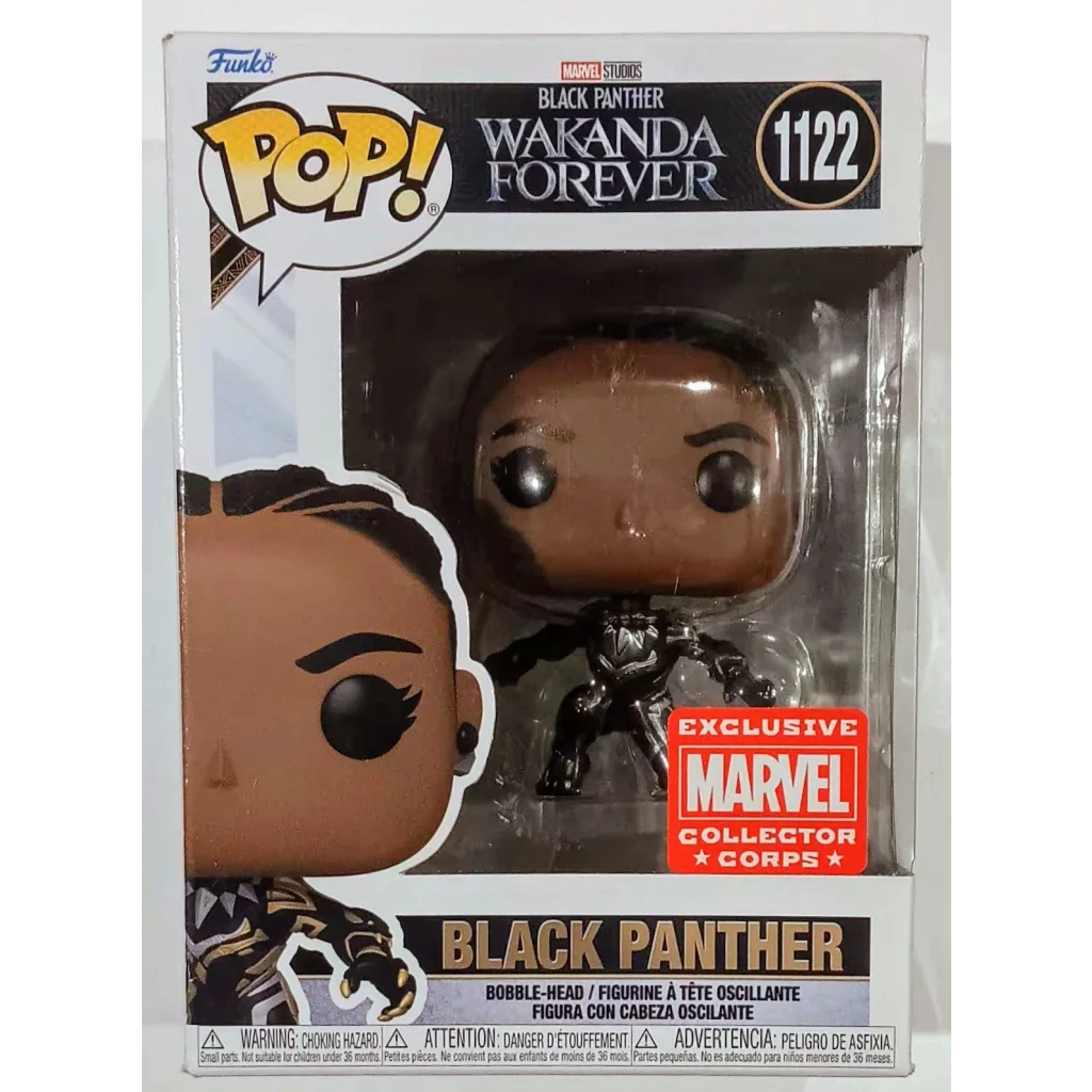 Marvel Funko Pop Black Panther Wakanda Forever exclusive figure with silver black accents