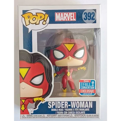 Limited edition Marvel Funko Pop Spider-Woman 392 in red and yellow