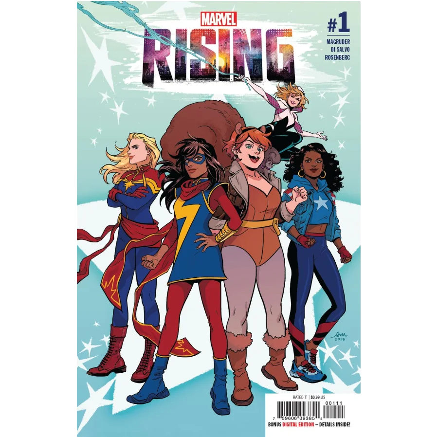 Marvel Rising #1 comic cover with superheroines in dynamic poses