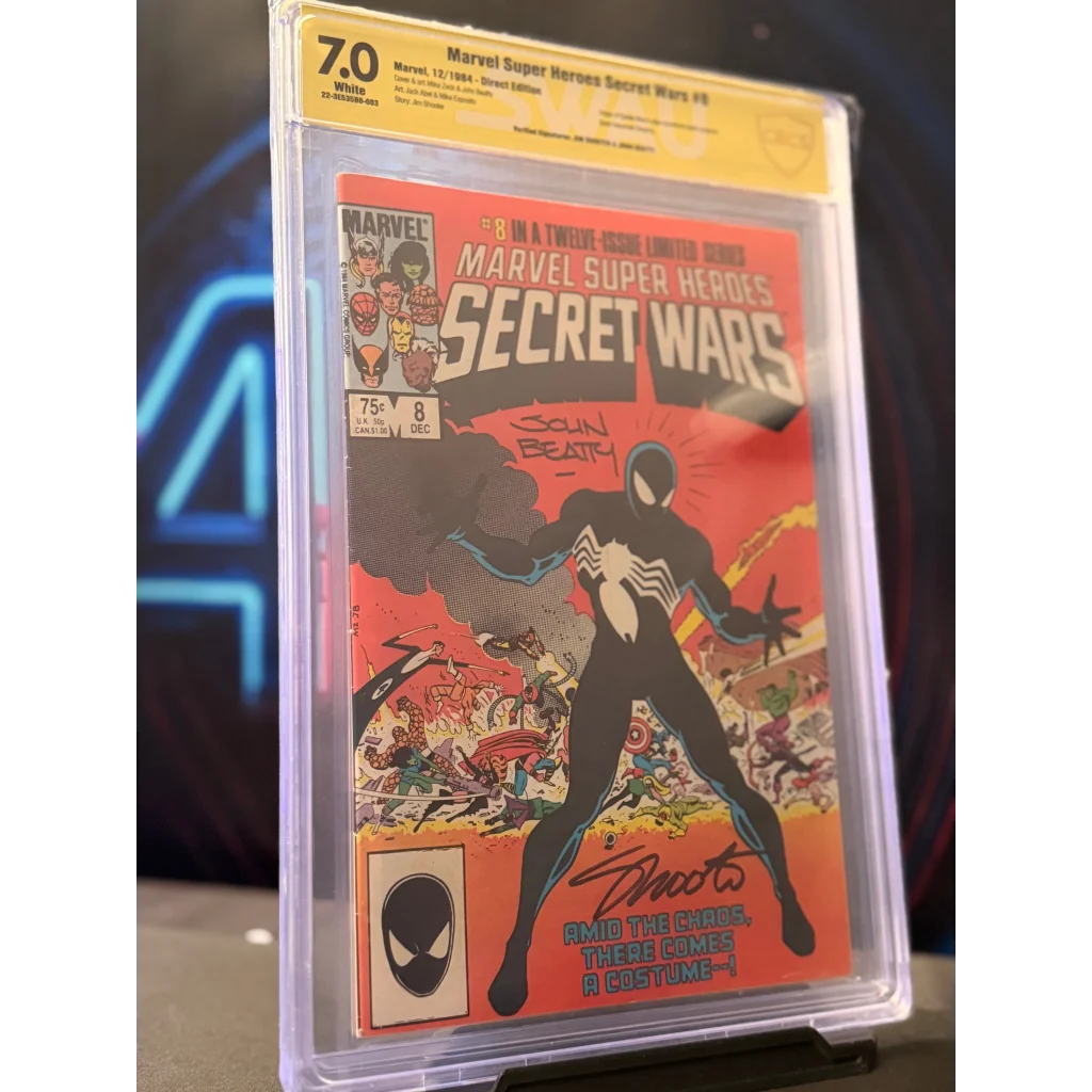 Marvel super heroes secret wars #8 direct edition comic book graded 7.0 white by CGC in clear protective slab