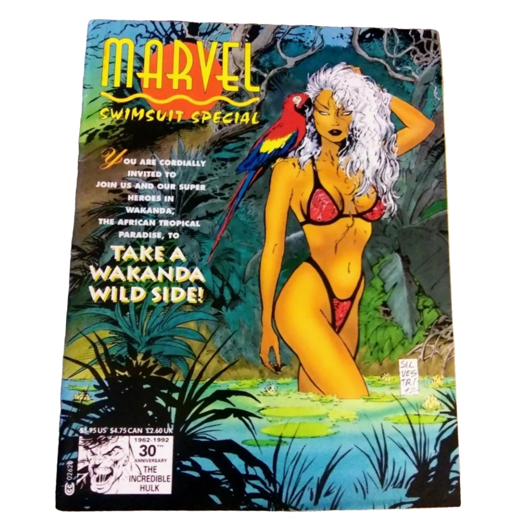 Vibrant Marvel Swimsuit Special cover with orange bikini woman and parrot