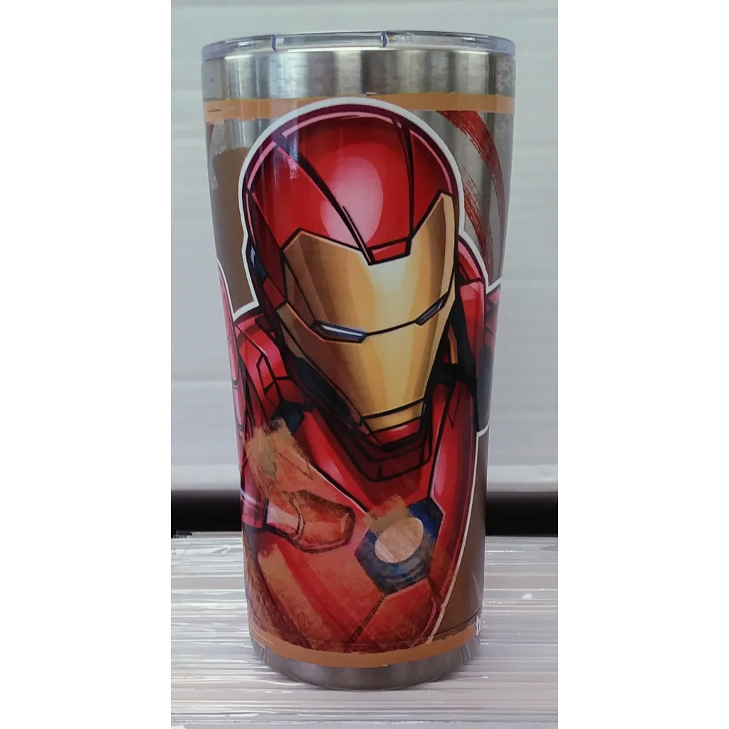 Marvel Tervis tumbler with Iron Man icon in red and gold stainless steel design