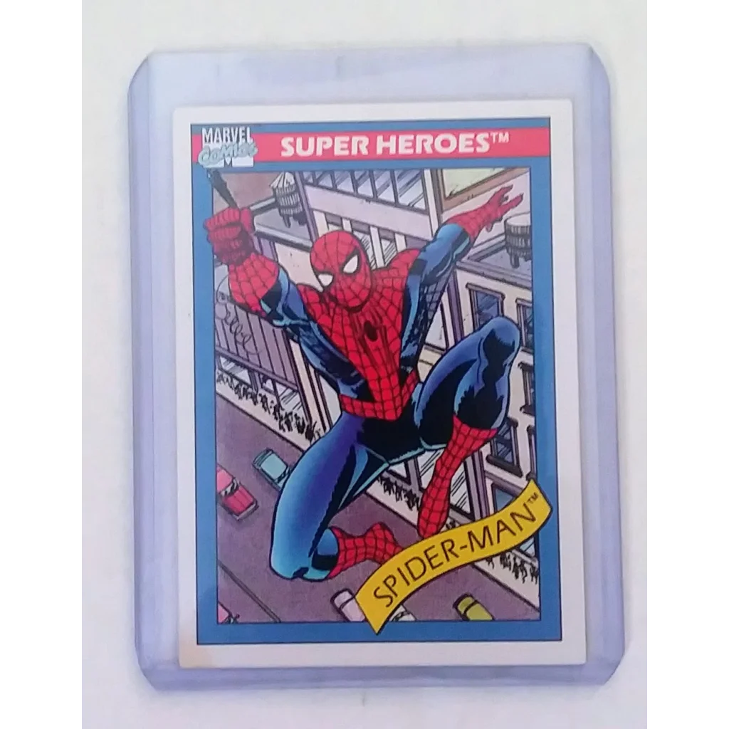 Iconic 1990 Marvel Universe Card of Spider-Man in Protective Case