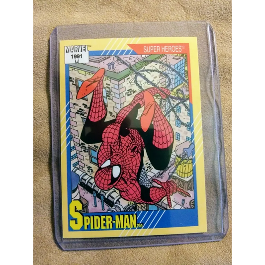 1991 Marvel Universe Card Spider-Man #1 in protective sleeve