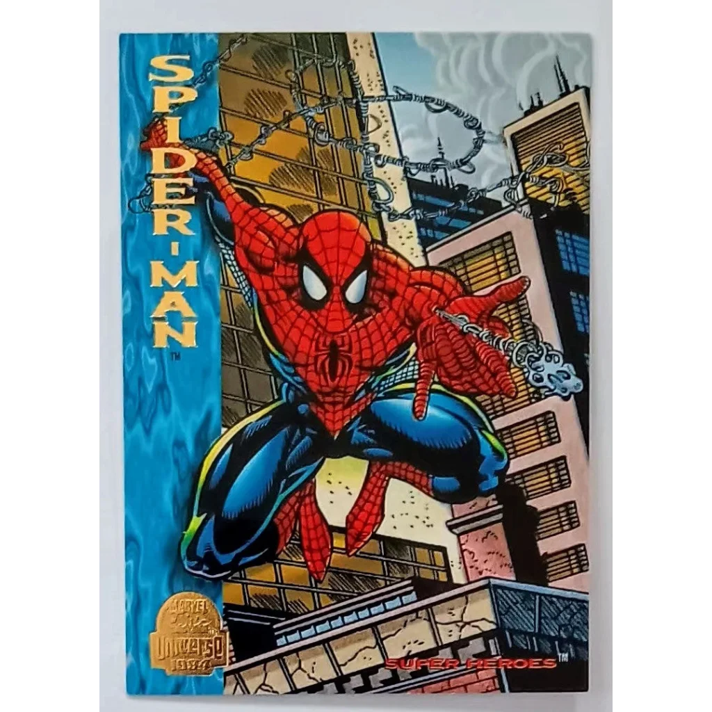 Dynamic Spider-Man web-slinging in Marvel Universe Card #130 Fleer 1994 collectible