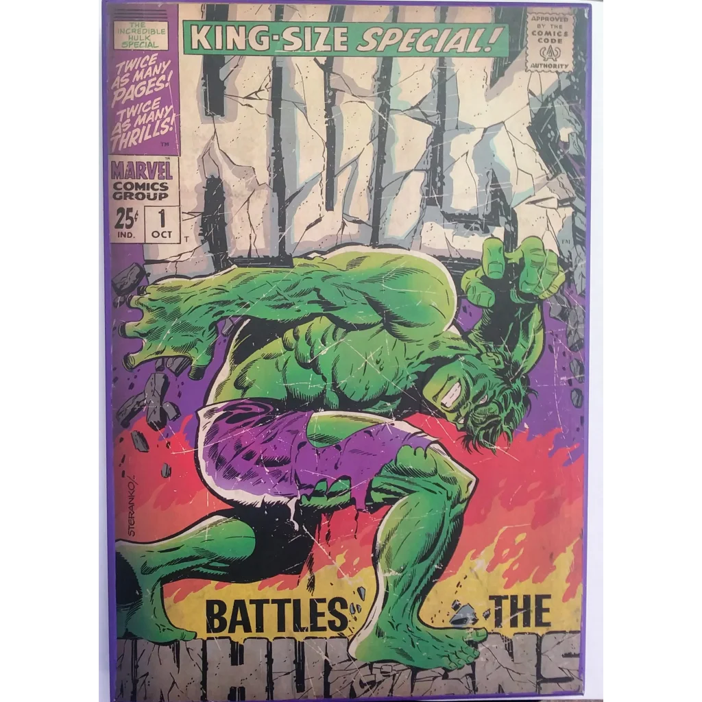 Green Hulk comic cover on Hulk Special #1 Marvel wall decor plaque