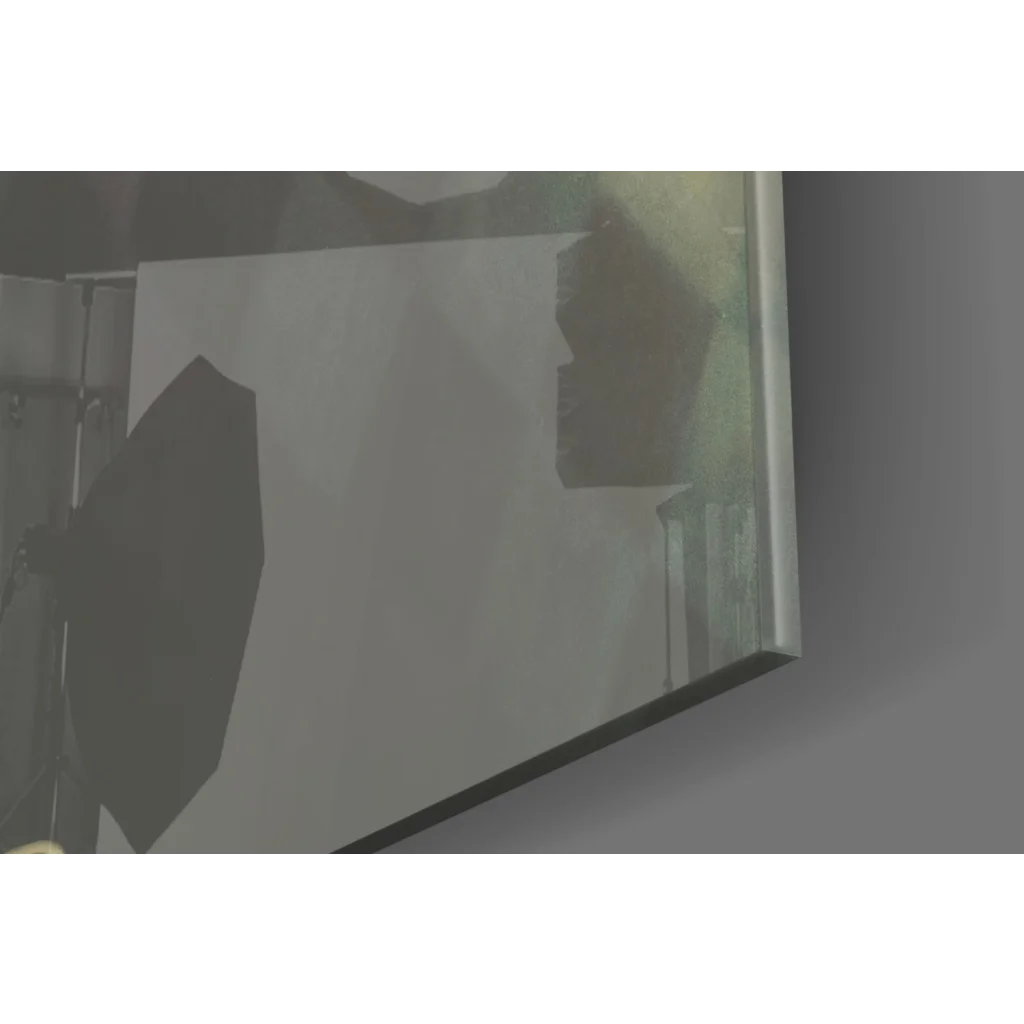 Sleek rectangular mirror framed in metal for glass wall art