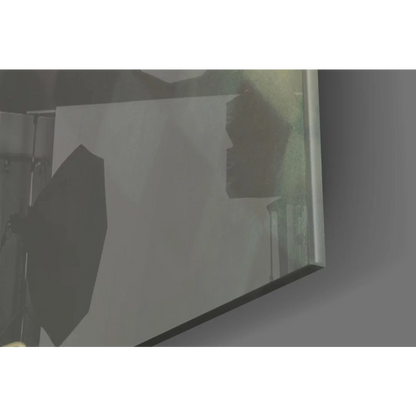 Sleek rectangular mirror framed in metal for glass wall art