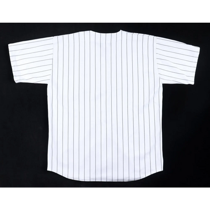 White pinstripe short-sleeve Mason Williams signed Yankees jersey top prospect authentic JSA