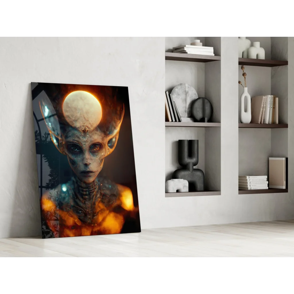 Glowing alien biomechanical wall art canvas print