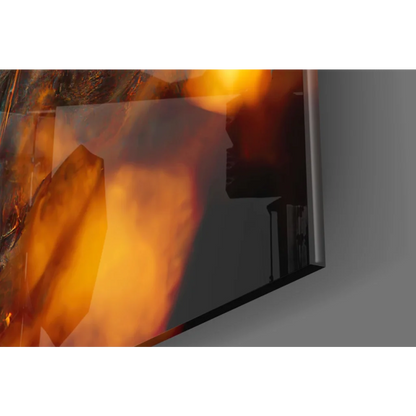 Sleek TV in Glowing Alien Biomechanical wall art with fiery flames