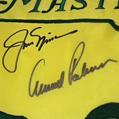 Masters champions signed pin flag with yellow jersey and autographs