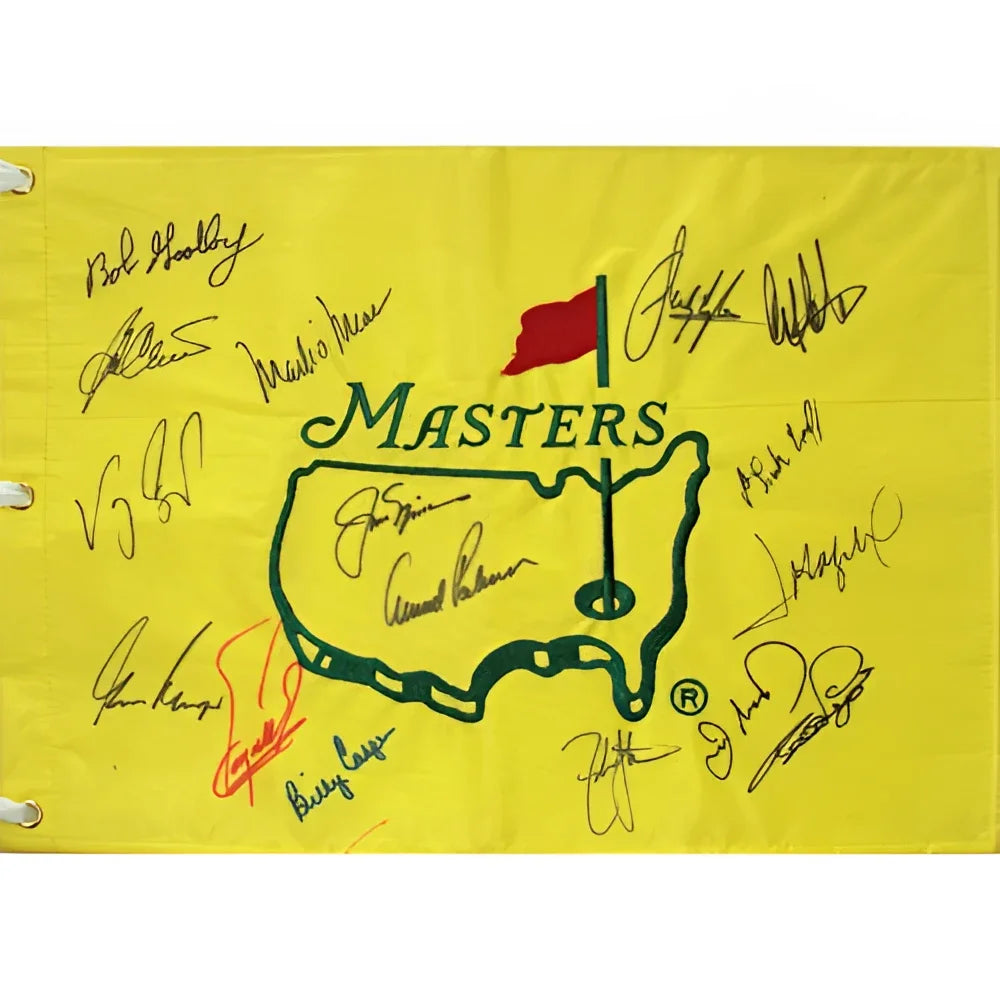 Autographed Masters Golf Pin Flag #18 by 16 Champions