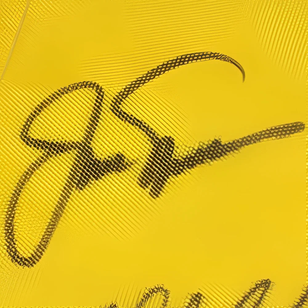 Autographed masters golf pin flag with black ink signature on yellow fabric by 21 champions