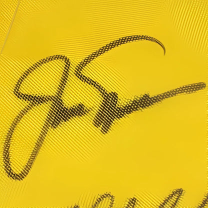 Autographed masters golf pin flag with black ink signature on yellow fabric by 21 champions