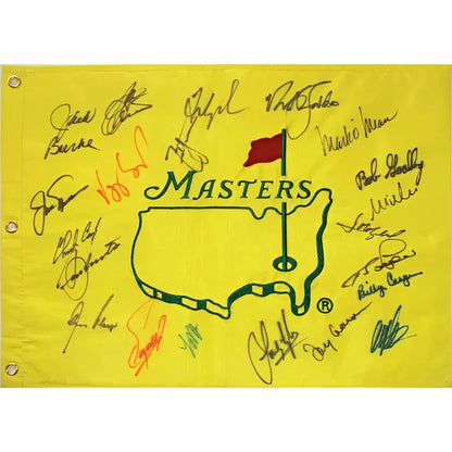 Signed Masters golf pin flag by 21 champions