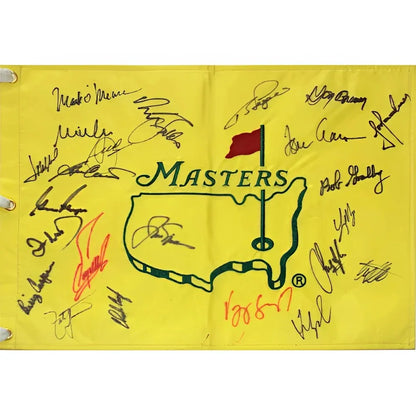 Masters golf pin flag signed by 23 champions with logo