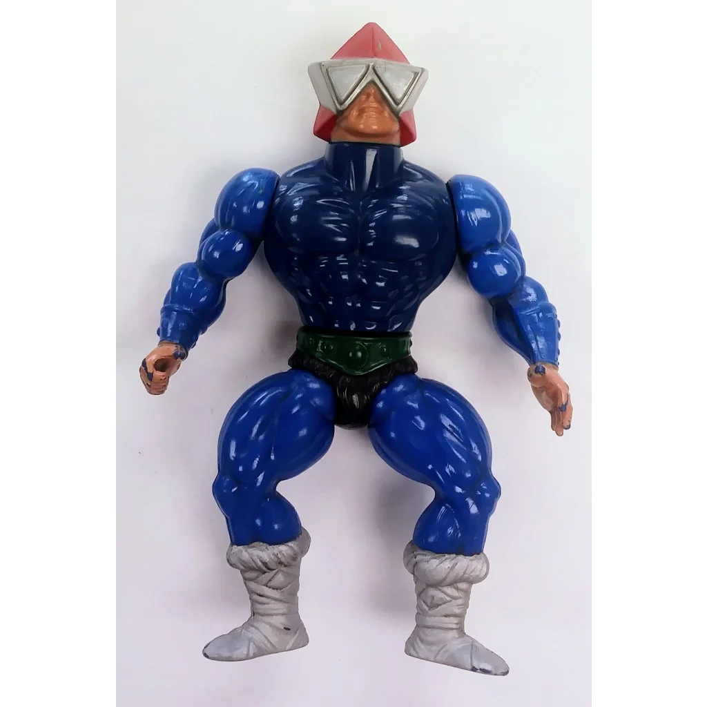 Vintage 1983 Mekaneck Masters of the Universe blue gray action figure with goggles