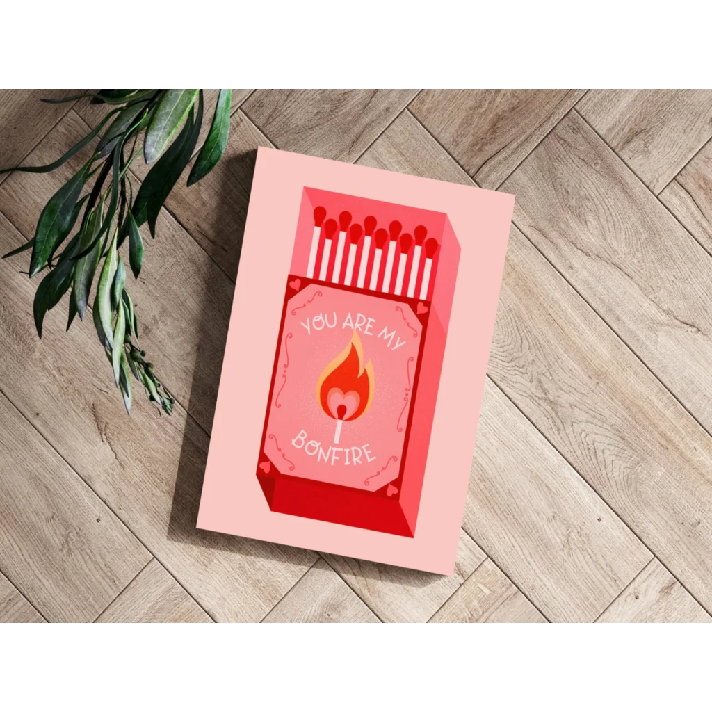 Pink insigne aluminum print of matchbox art with you are my bonfire