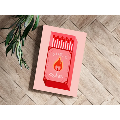 Pink insigne aluminum print of matchbox art with you are my bonfire