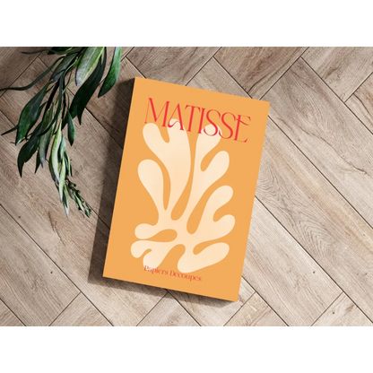 Matisse leaf insigne aluminum prints with orange matte book and red text