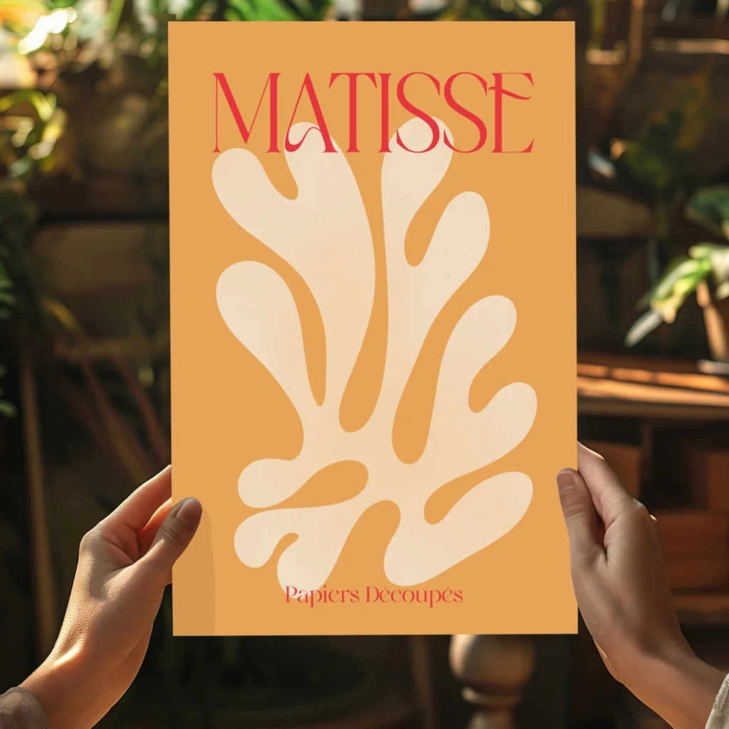 Vibrant orange Matisse leaf insigne aluminum print poster