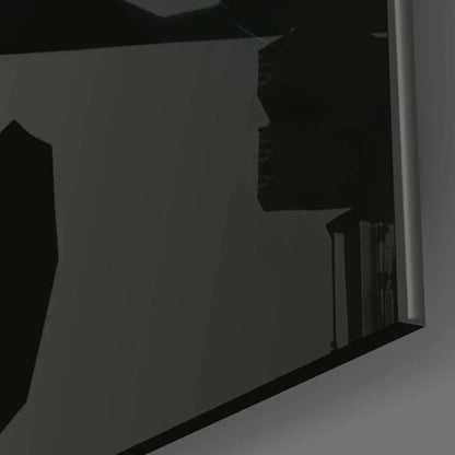 Black rectangular mirror in silver frame for Matrix Cyberpunk glass wall art with Terminator figure