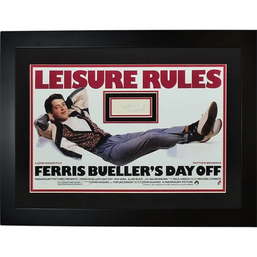 Matthew Broderick signed Ferris Buellers Day Off deluxe framed movie poster