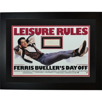 Matthew Broderick signed Ferris Buellers Day Off deluxe framed movie poster